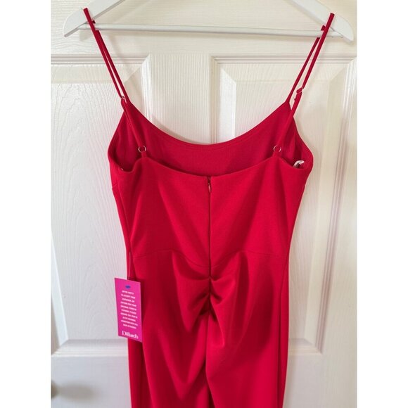 Betsy & Adam Red Spaghetti Strap Christmas Grown Cut-Out Formal Gown Size 6 - Picture 9 of 16